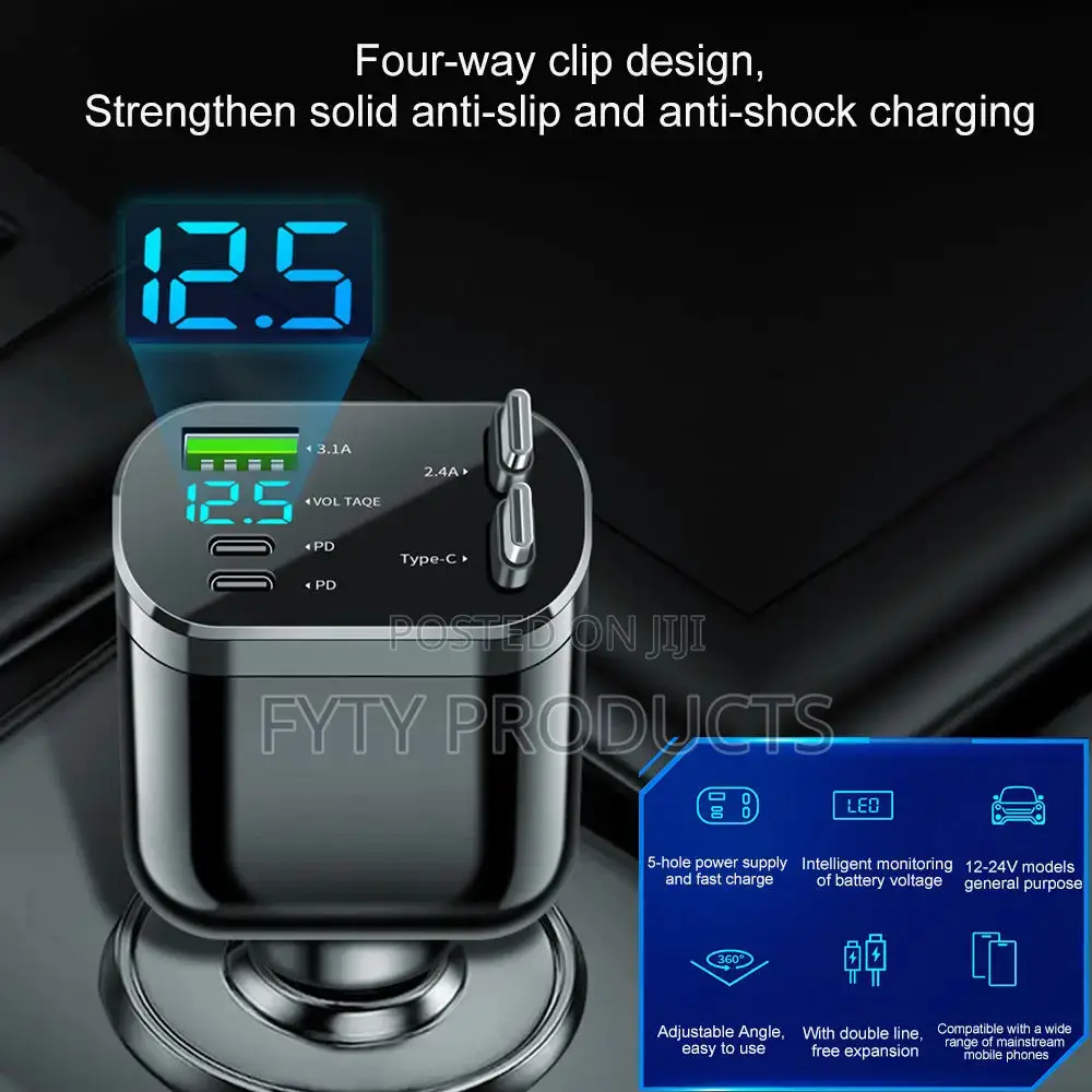 5 in 1 Retractable Car Charger