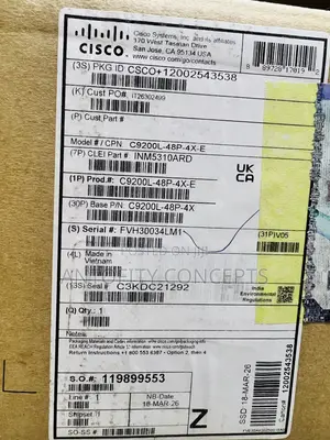 C9200l-48p-4x-E Cisco Catalyst 9200L Switch, 48 PoE+ Ports 4x10G SFP