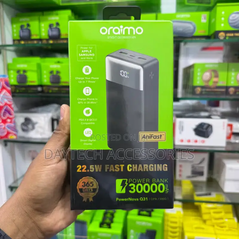 Oraimo PowerNova Q31 30000mAh 22.5W Fast Charging Power Bank - Black