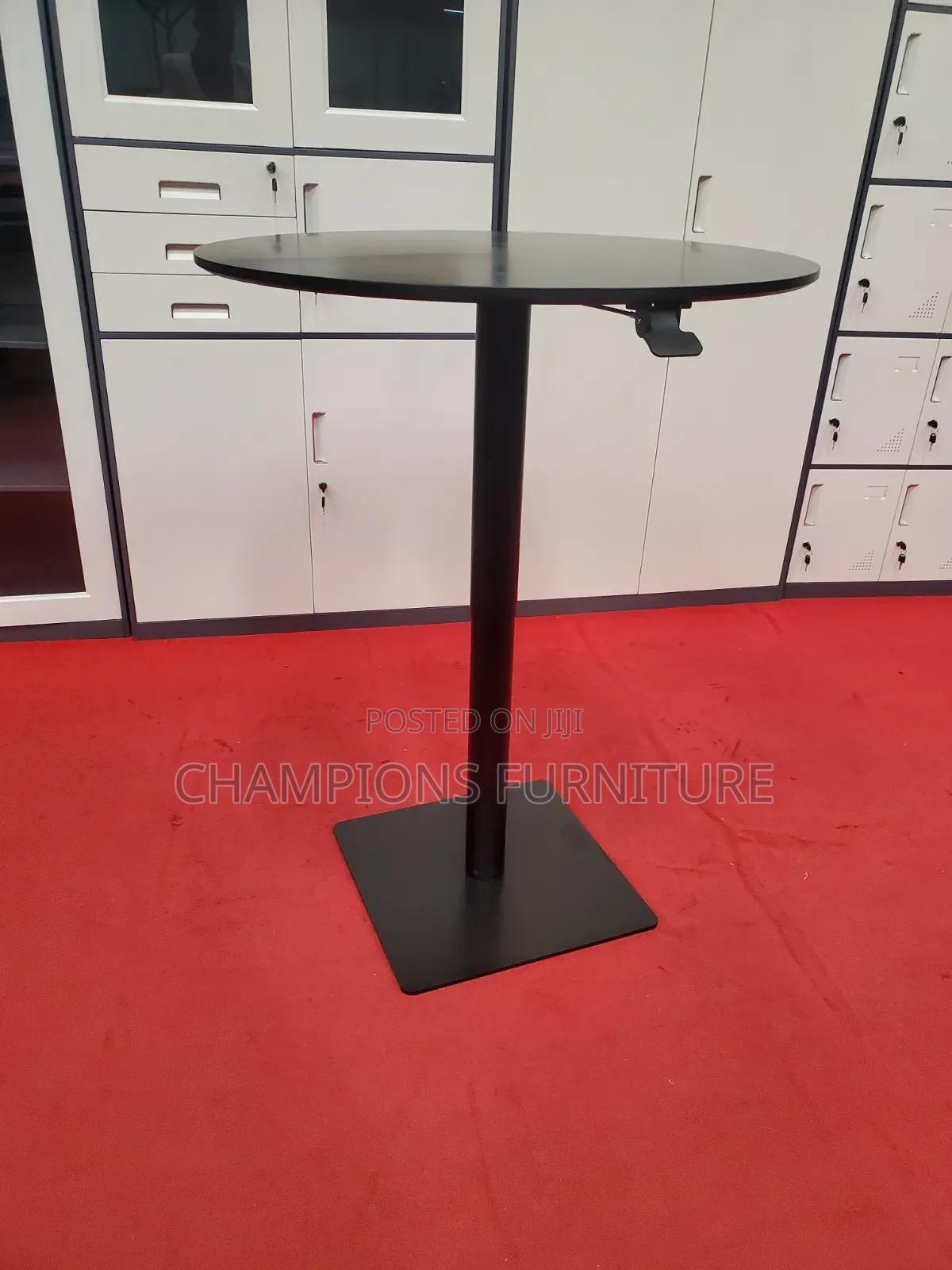 Height Adjustable Round Black Table