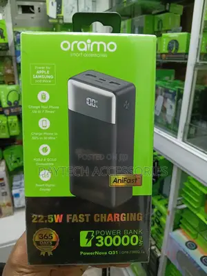 Oraimo Original 30000mAh 22.5W Fast Charging Power Bank.
