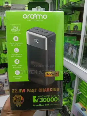 Oraimo Original 30000mAh 22.5W Fast Charging Power Bank.