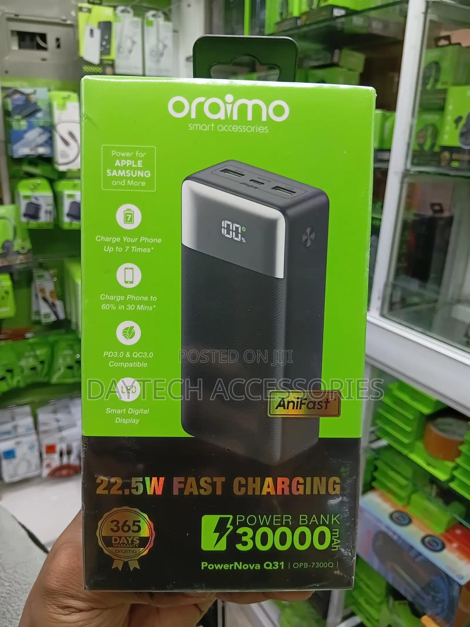 This Is an Oraimo PowerNova Q31 (OPB-7300Q) 30,000mAh Power Bank.