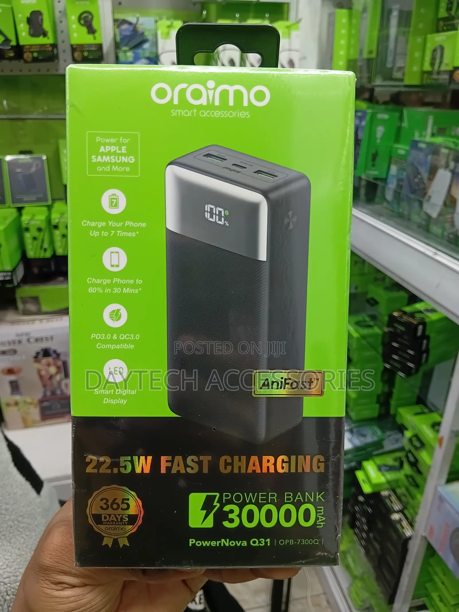 This Is an Oraimo PowerNova Q31 (OPB-7300Q) 30,000mAh Power Bank.