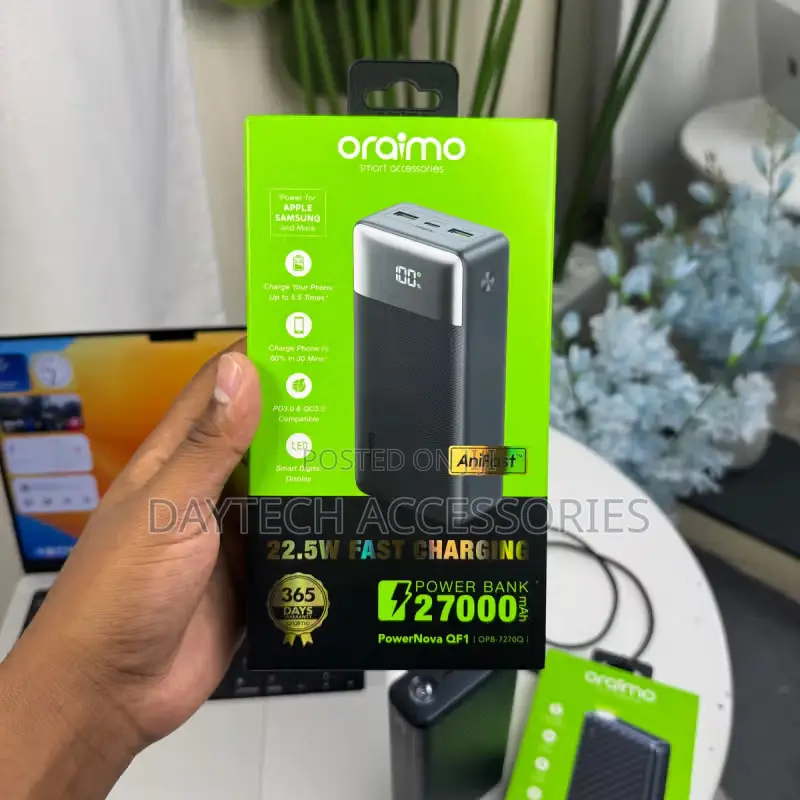 Oraimo PowerNova QF1 27000mAh 22.5W Fast Charging Powerbank in Black