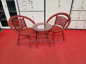 3-Piece Red Rattan Balcony Set