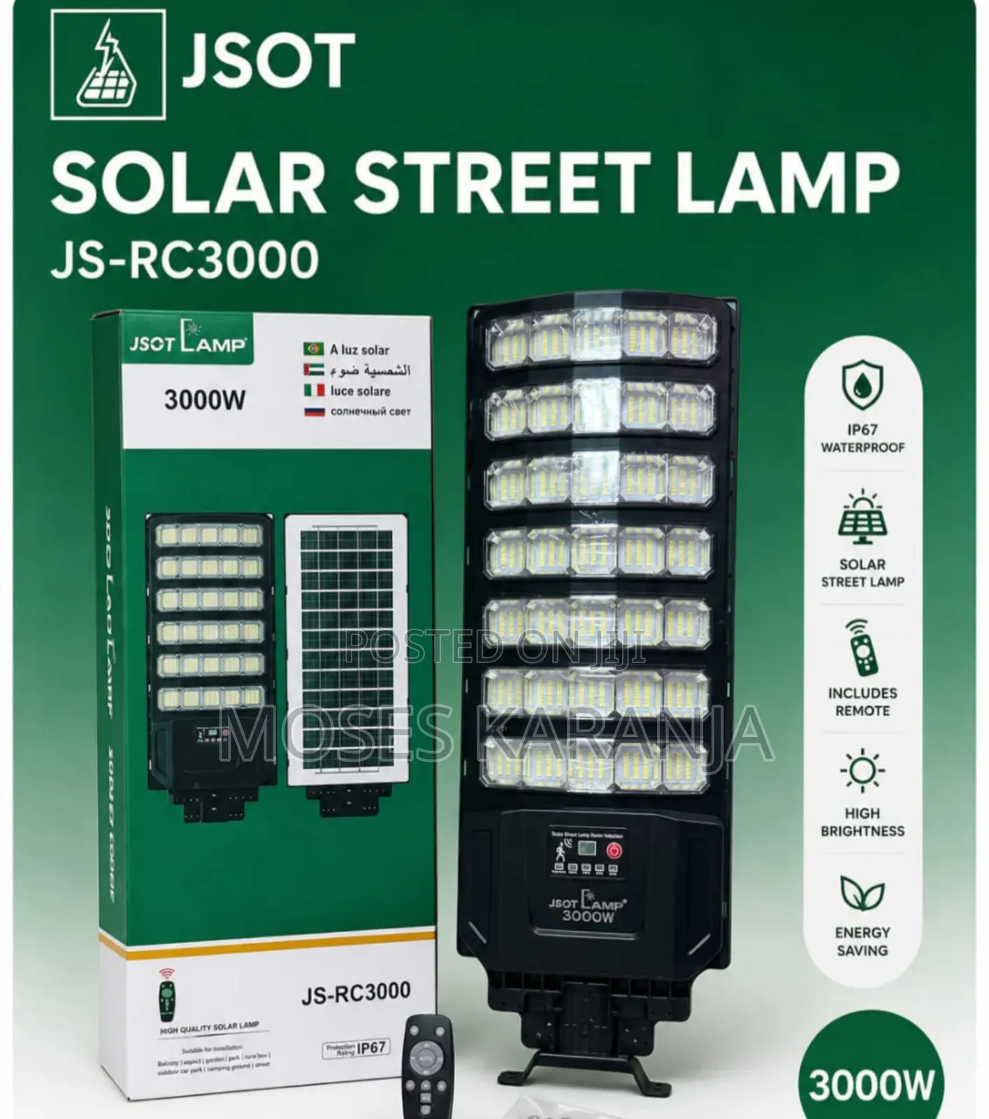 High Brightness 5000W Solar Street Light With Remote