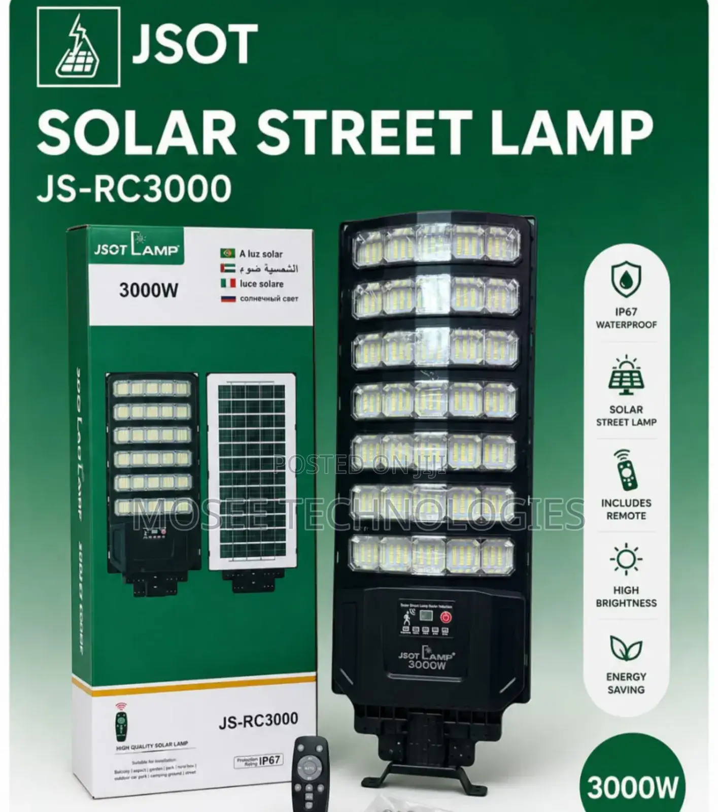 High Brightness 5000W Solar Street Light With Remote