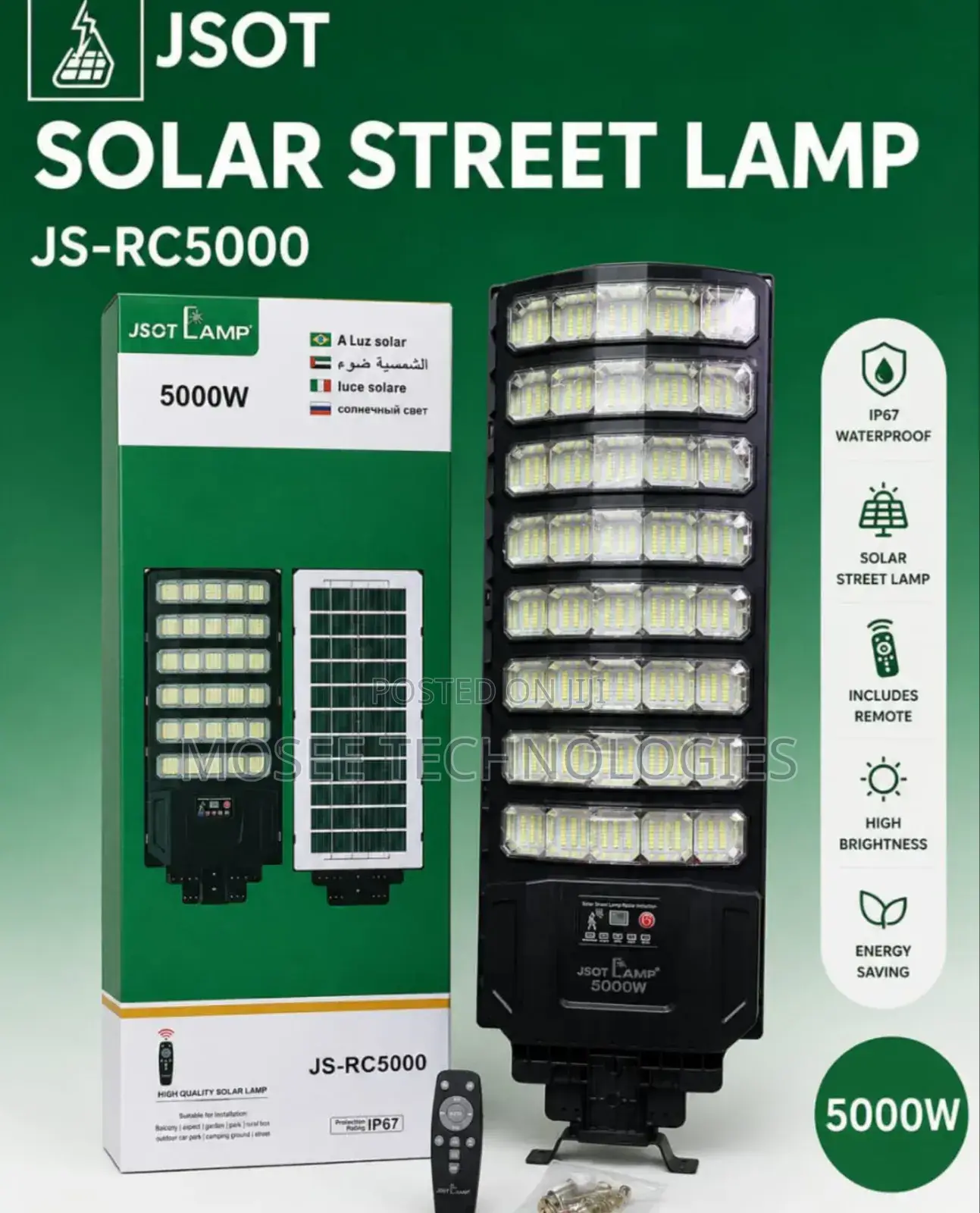5000W Waterproof Solar Street Light Outdoor Security Lamp
