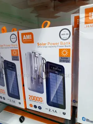 AMI AM-26 20000mAh Solar Power Bank With Built-in Cables