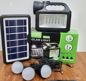 GDTIMES GD-101 80W Solar Lighting System Kit With 3 Bulbs USB