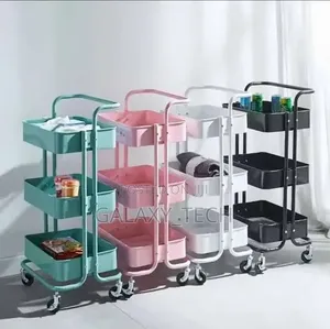 3-Tier Metal Rolling Utility Cart / Storage Trolley