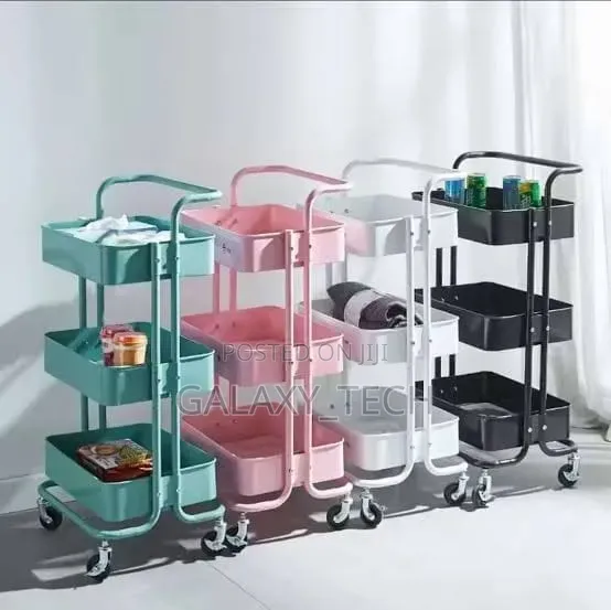 3-Tier Metal Rolling Utility Cart / Storage Trolley