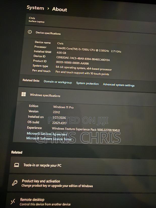 Laptop Microsoft Surface 4GB Intel Core i7 SSD 128GB - thumbnail 3