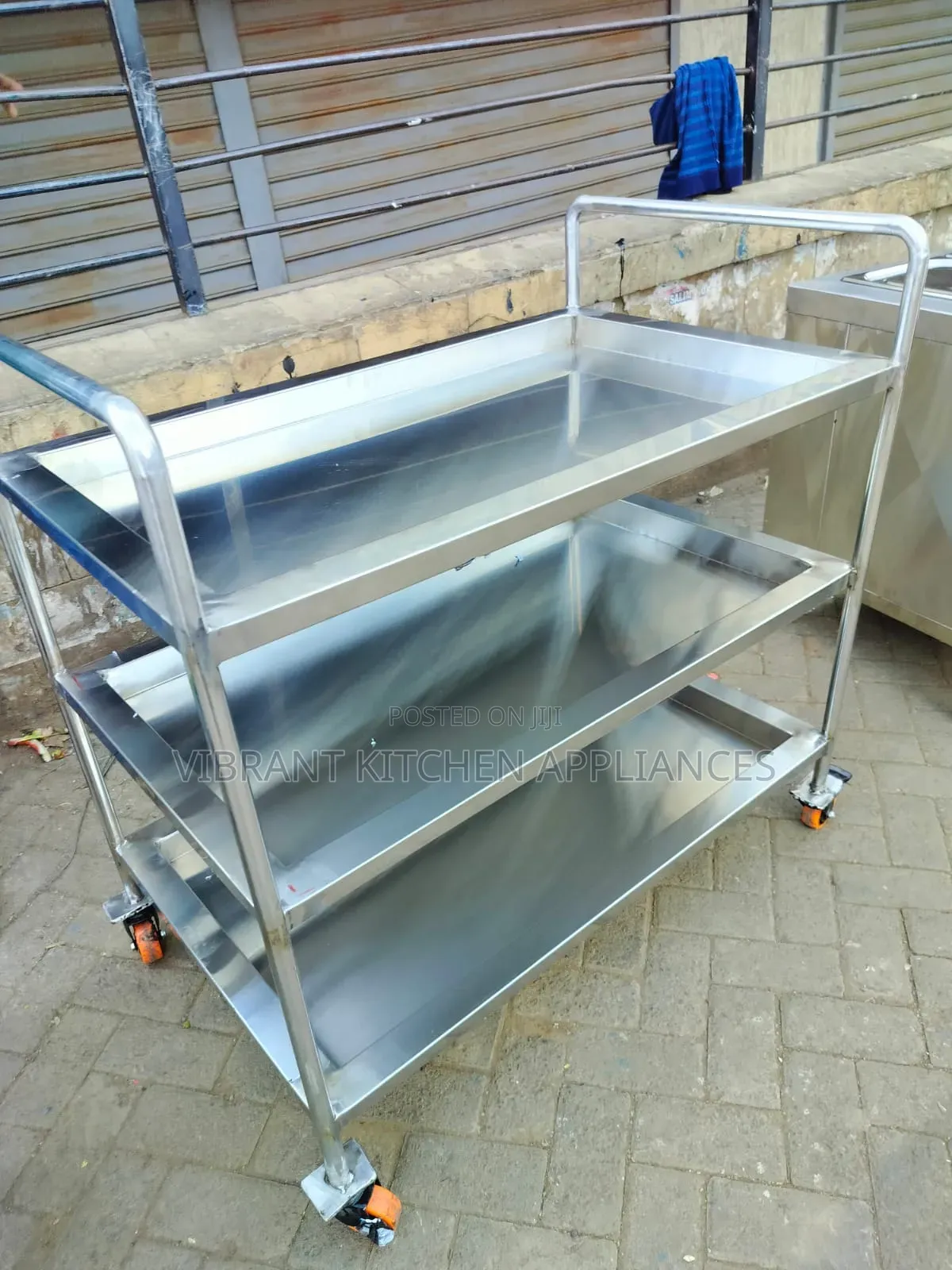 Stainless Steel 3-Tier Food Serving Trolley