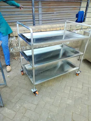 Stainless Steel 3-Tier Food Serving Trolley