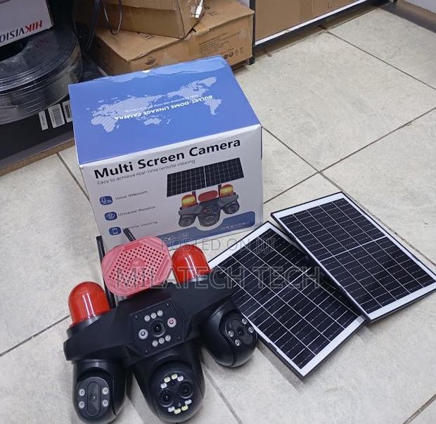 Wireless 4 Lens Solar Camera 4G PTZ CCTV With Siren Alarm - main view