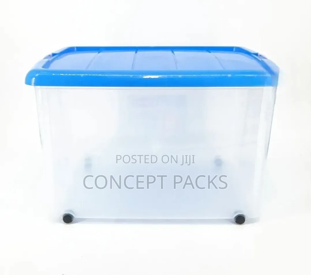 60L Storage Box on Wheels, Snap Locks, 540x410x330mm