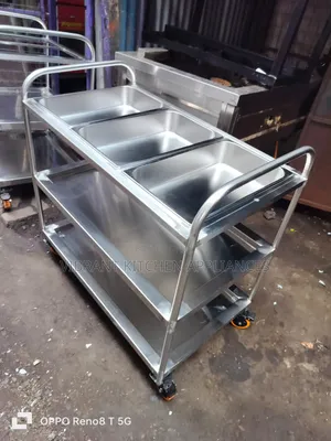3-Bowl Stainless Steel Medical Trolley
