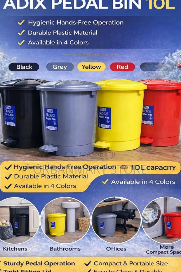 Adix Durable 10 Litres Foot Pedal Dustbin