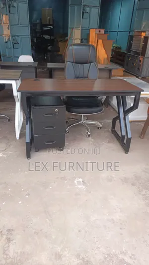 1.2m Office Table, Leather Office Chair and Drawer