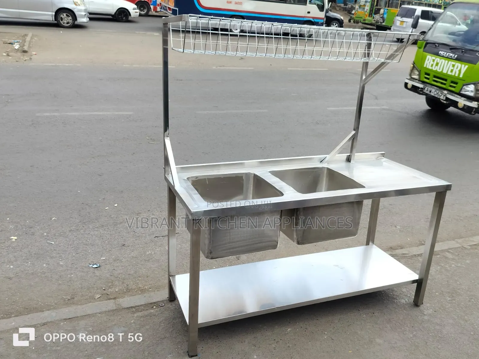 Stainless Steel Double Bowl Sink With Storage Rack