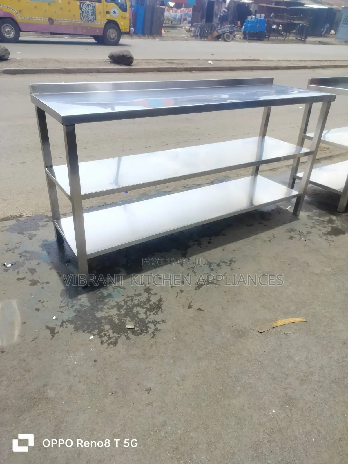 7ft Three-Tier Stainless Steel Table