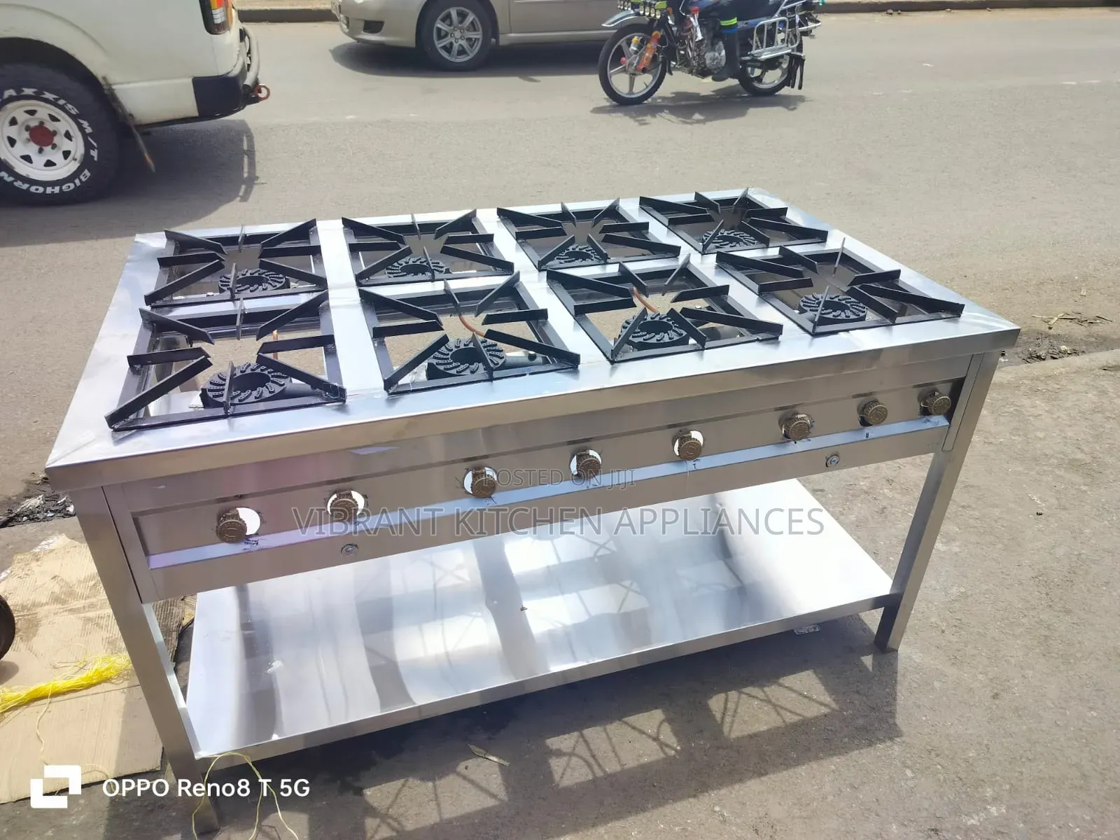 Eight-Burner Stainless Steel Commercial Cooker