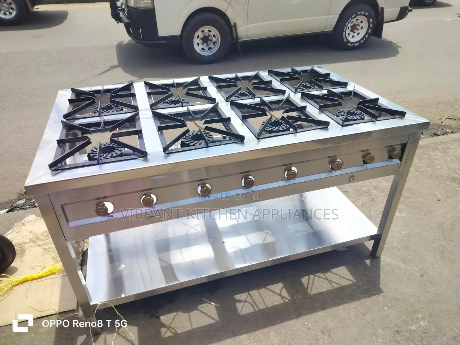 Eight-Burner Stainless Steel Commercial Cooker