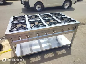 Eight-Burner Stainless Steel Commercial Cooker