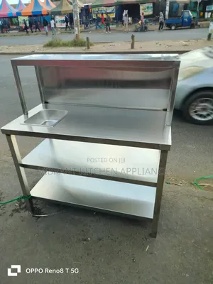 Three-Tier Table With Storage Basin Overshelf