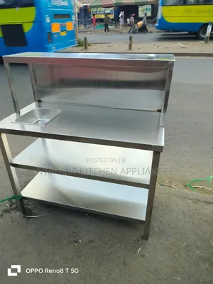 Three-Tier Table With Storage Basin Overshelf