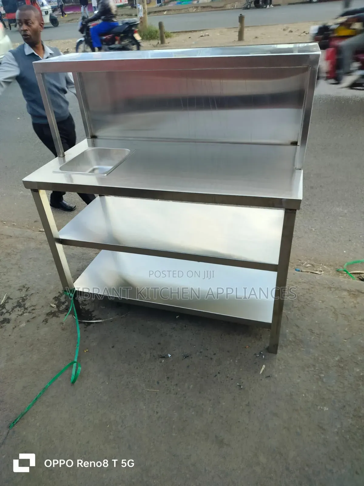 Three-Tier Table With Storage Basin Overshelf