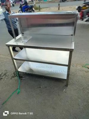 Three-Tier Table With Storage Basin Overshelf