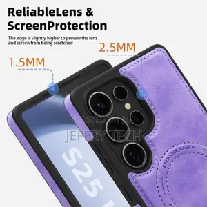 Samsung Galaxy S25 Ultra PU Leather Case Compatible With MagSafe Buil