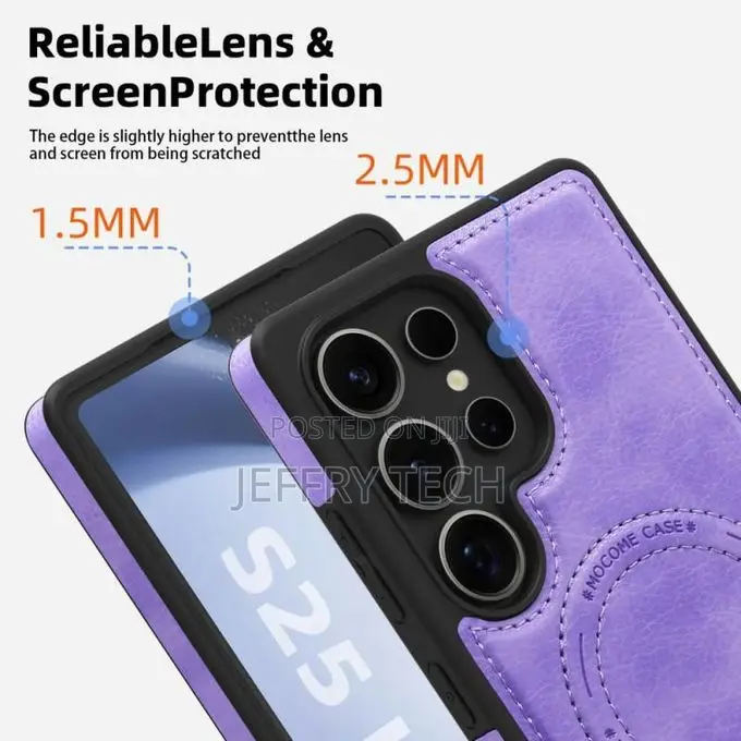 Samsung Galaxy S25 Ultra PU Leather Case Compatible With MagSafe Buil