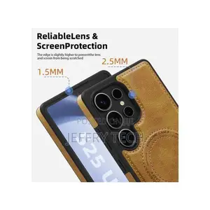 Samsung Galaxy S25 Ultra PU Leather Case Compatible With MagSafe Bui