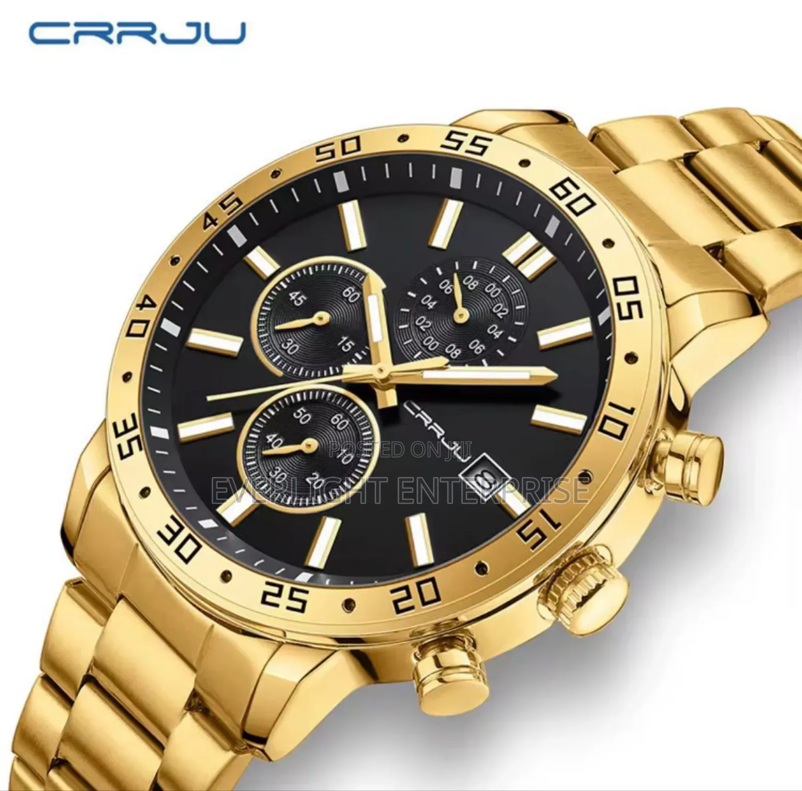 Water Resistant Crrju Chronograph Men Watch