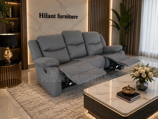 Gray 3 Seater Recliner Sofa. - thumbnail 3