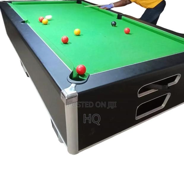 Black Pool Billiard Table With Green Carpet