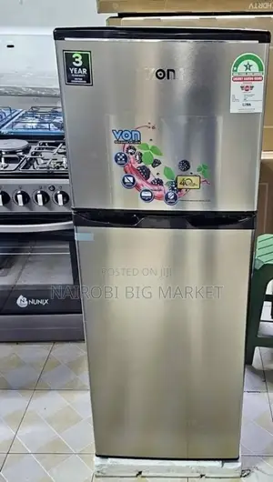 Von 138 Double Door Fridge W Ith Adjustable Glass Shelves