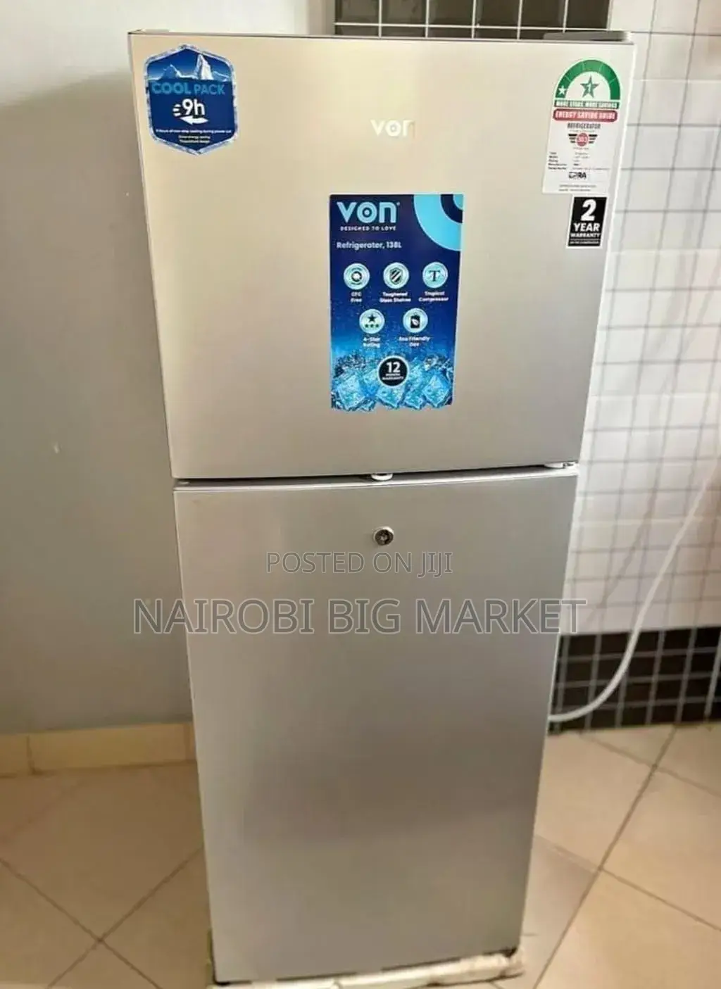 Low Noise 138 Litres Von Double Door Fridge