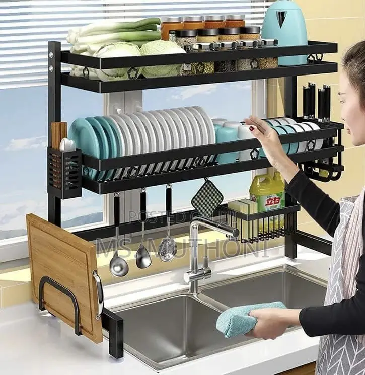Multi-Tier Black Over-the-Sink Dish Drying Rack I