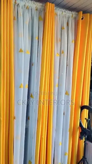 Brown and Yellow Modern Designs Window and Door Curtains