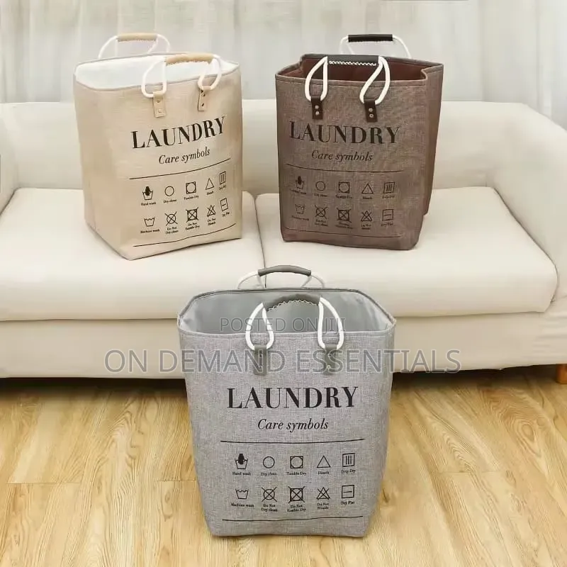 Collapsible Large Hamper Laundry Basket With Leather Handles