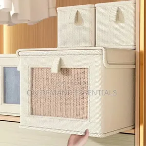 Large Foldable Canvas Storage Box With Clear Window