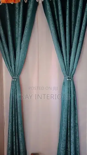 Green and Grey Flawless Finish Window Curtains