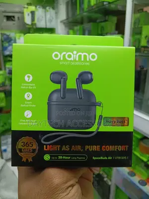 Oraimo SpaceBuds Air (Model OTW-324S) Wireless Earbuds in Black.
