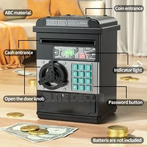 Electronic Mini ATM Piggy Bank Safe With Password Lock Auto Cash