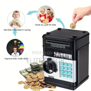 Electronic Mini ATM Piggy Bank Safe With Password Lock Auto Cash